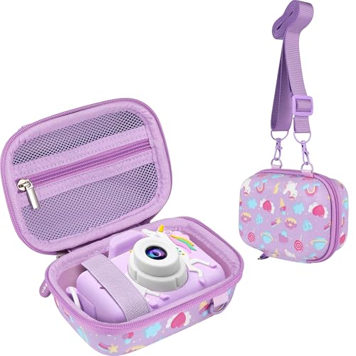 Leayjeen Kids Camera Case Compatible with Goopow/Dwfit/Slothcloud/Colofree/KIZJORYA Kids Camera Toys and Children Digital Video Camera,Best Christmas and birthday gifts-Purple Unicorn(Case Only)