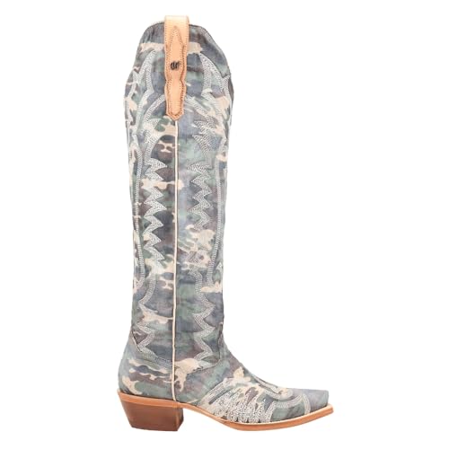 Dan Post Boots Womens Camo Darlin' Pointed Toe Zippered Casual Boots Over the Knee Low Heel 1-2