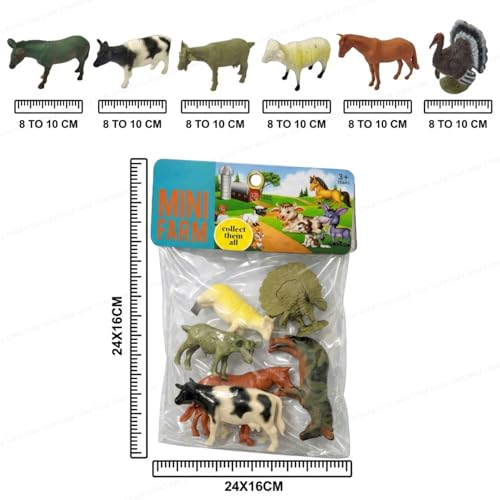 Image of SHAKTISM Farm Animal Toys Set - Realistic Farm Animal Figures for Kids, Educational Playset for Ages 3+ - Durable Plastic Toy Animals for Preschool & Toddler Learning (9612 Mini Farm 6Pc)