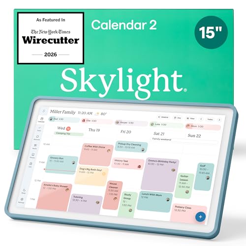 Image of Skylight Calendar 2 - 15-inch Full HD Touchscreen Digital Calendar, Featured on Wirecutter - Wall Planner & Interactive Chore Chart, Smart Family Organizer, 16GB Storage, Wi-Fi, Wall Mount Included - Classic, Lagoon