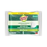 Scotch-Brite Fibra Esponja Multiuso, La Original Verde-Amarilla, Tamaño Grande, 2 Piezas, Alto Poder de Limpieza y...