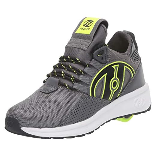 HEELYS Boy's Bandit Wheeled Heel Shoe, Charcoal/Black/Bright Yellow, 2 M US Big Kid