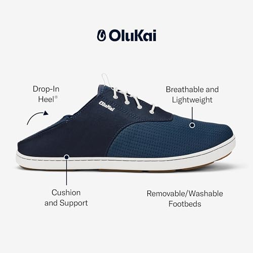 Image of OluKai Nohea Moku Men's No Tie Boat Shoes, Breathable & Quick Dry Mesh, Effortless Design & Barefoot Wearability, All-Day Comfort & Support