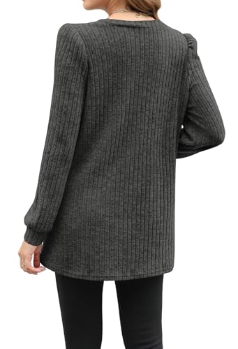 Image of OFEEFAN Long Sleeve Shirts for Women Long Sweaters with Pockets Tunic Tops Loose Fit