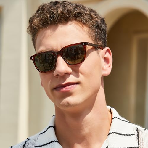 CARFIA Retro Acetate Polarized Sunglasses for Men UV400 Protection Driving Outdoor Anti-Glare Sun Glasses CA5354WS2