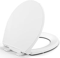 Eillbar 16.5" Round Toilet Seat Soft Close, No-Slam Quiet Lid, Never-Loosen, Easy Install White for Standard Round Toilets