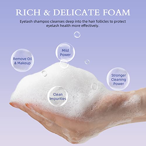 Lash Shampoo For Lash Extensions 150Ml Eyelash Extension Cleanser Natural Lash Extension Shampoo Arison Safety Gentle Eyelid Foaming Cleanser Makeup Remover, For Home And Salon Use, Deep Cleansing & Nourishing Unscented #TOP3