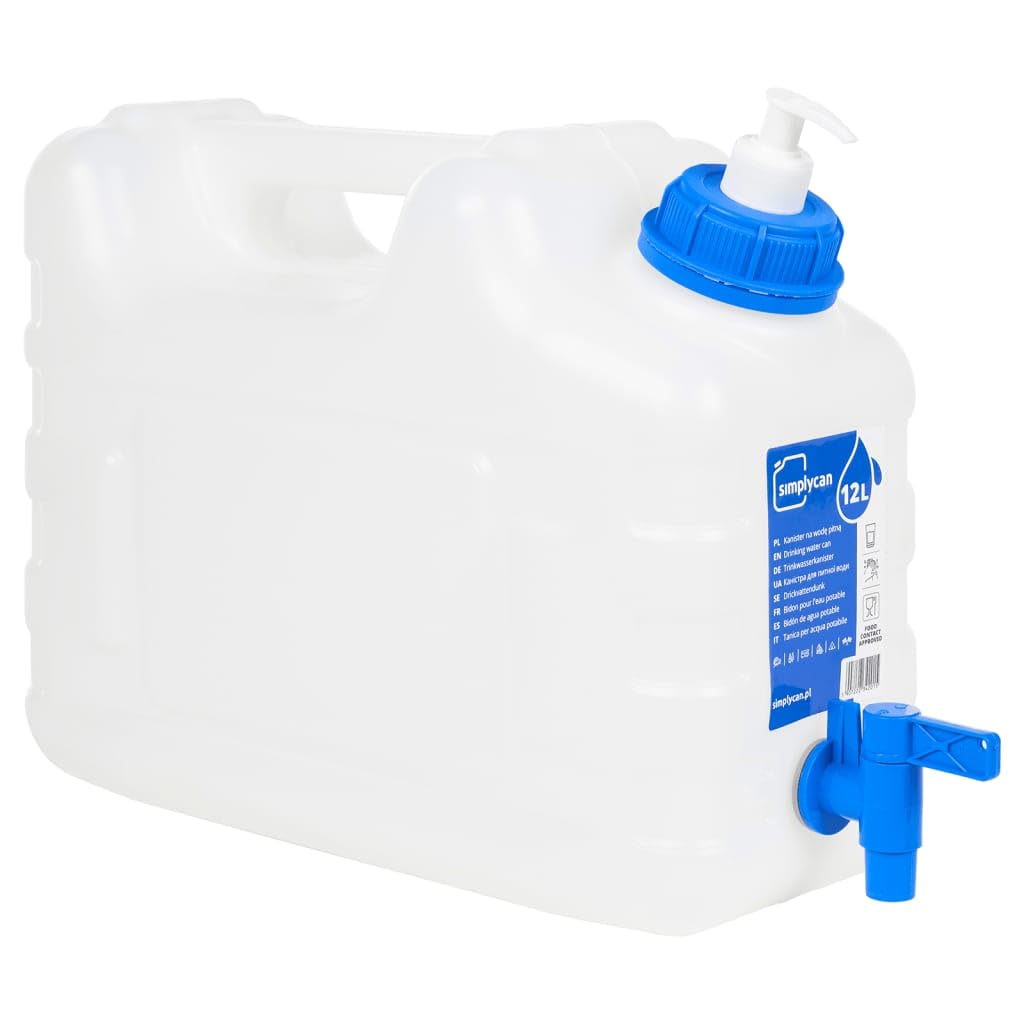Depósito de agua con grifo y dispensador de jabón, 10 L, plástico transparente, apilable, con asa y cierre, ideal para camping, exterior, fiesta, senderismo, almacenamiento, caja organizadora