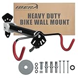 Ibera (イベラ) 自転車用ウォールマウント - 最大18kgの安全な自転車収納 調節可能なフレームホルダー&ソフトラバークレードル付き - ガレージバイクラック ロード/MTB/キッズ/ハイブリッドバイク用 - 取り付けが簡単で省スペース設計