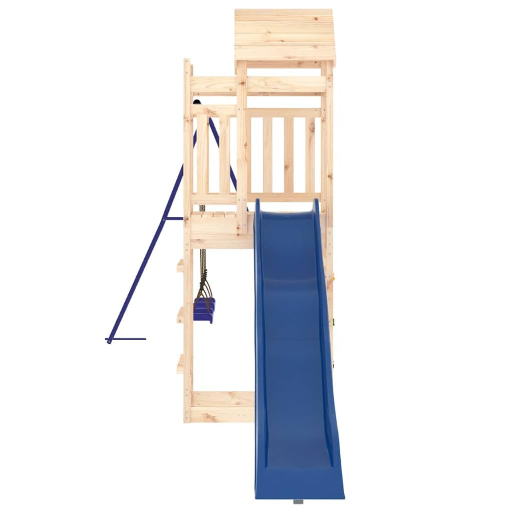 Torre da gioco in legno di pino massiccio con scivolo ondulato, doppia altalena e sabbiera, per giardino e cortile, piattaforma da 118 cm, per bambini da 3 a 8 anni, 478 x 185 x 239 cm