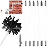 Seutmrou Kaminbürste Stange Set, Ofenrohrbürste, Kaminrohr Reinigungsbürste, Kaminbesen mit 6 Flexible Stangen 410mm,1 Bürstenkopf, Einsatz Mit Elektrobohrern, Für Schornsteine, Rohre, Kamin Trockner