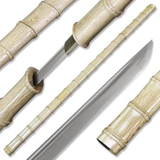 LQBJ Katana Sword Hand Forged Tempered Full Tang Sharp Bamboo Sheath Sword Real Sword 41-Inchs