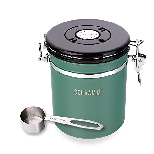 Schramm® - Barattolo da caffè 1500 ml in 10 colori con cucchiaio dosatore, contenitore in acciaio inox verde