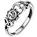 FaithHeart Sol Luna Cara Sonrisa Anillo Fino Irlandés de Mujeres Plata de Ley 925 Nudos Célticos Joyería Retro de Dedos Regalo Cumpleaños Aniversario