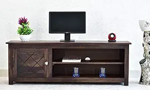 Samdecors Solid Sheesham Wood (Rosewood) Kate Multipurpose TV Entertainment Unit/Cabinet for Living Room (Lacquer Finish, Dark Walnut)