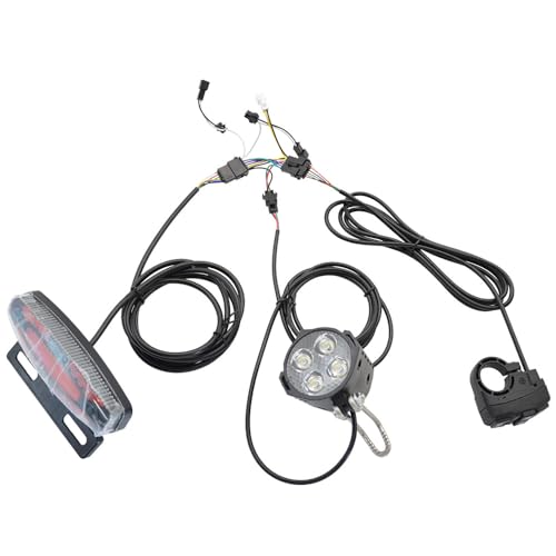 ACAGALA Bicycle Headlight and Taillight Set Ebike Turn Signals Front and Back Light Electric Bike Light Horn Kits with Switch 24-48V