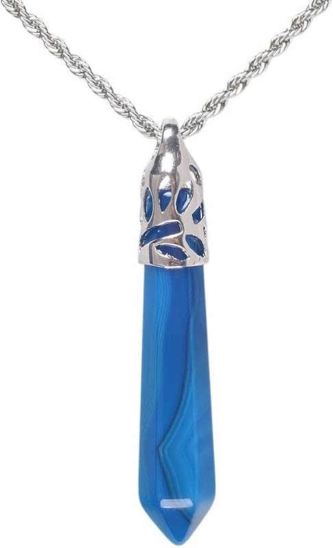 Justinstones Hexagonal Pointed Reiki Chakra Pendant Stainless Steel Chain Necklace 20 Inch Iron Gift Box