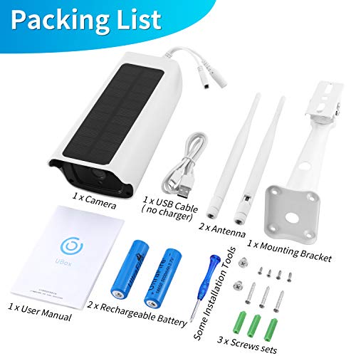 Wireless Outdoor Security Camera ∣1080P HD WiFi Solar Rechargeable Battery Power,2 Way Audio Night Vision IP67 Waterproof, PIR Motion Detection Remote View, 4-64GB TF Card/Secure Cloud(Two Battery)
