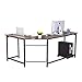 WESTEROS Modern L-Shaped Corner Computer Office Desk PC Laptop Table Workstation Home Office, Walnut + Black Leg