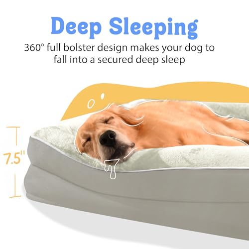 Image of Chez Paw Waterproof Orthopedic XL Dog Bed for Large and Extra Large Dogs | Egg Crate Foam, 4-Sided Bolster Support, Waterproof Liner, Non-Slip Bottom, Machine Washable Cover, 42 x 30 Inch