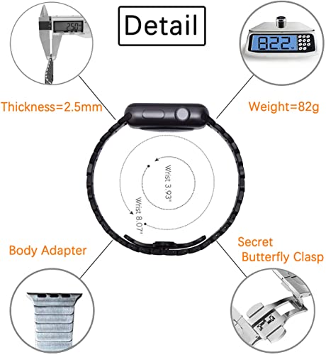 MaKTech Roestvrijstalen Metalen Schakelarmband Compatibel met Apple Watch Series 8/7/6/SE/Ultra/2022 (45mm/44mm/49mm… - Image 4