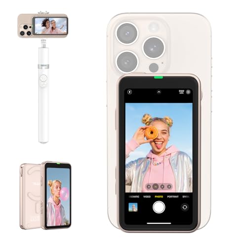 Image of TELESIN Zoom Vlog Selfie Monitor Screen for iPhone 17-11 Series & Android | Magnetic Back Camera Monitor for Phone,Wireless iPhone Mirror Screen for Photo /TikTok Live Stream /Vlogging,3-Level Brightness