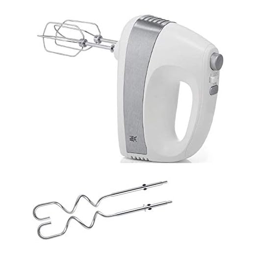 WMF Kult - Batidora de varillas 2 en 1, accesorios para amasar y para batir, acabado de acero inoxidable cromargan mate, 300 W, 5 velocidades, blanco