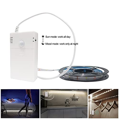 Battery Operated Motion Sensor Cabinet Strip Lights, 9.8Ft 90 Led Counter Closet Strip Light, Motion & Night Sensor Safe Tape Light With 3Aa Large Battery For Stairs,Wardrobe,Kitchen (Cool White) #TOP5