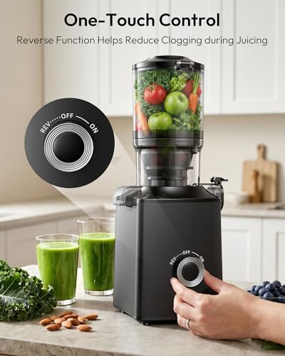 Image of EUHOMY Juicer Machines, 5.3 inch Wide Feed Chute Cold Press Juicer Machines