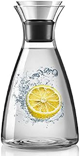 Artcome 55 Oz Heat Resistant Borosilicate Water Carafe Glass Pitcher with Stainless Steel Flow Lid
