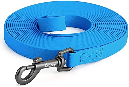 Toozey Schleppleine Hundeleine 10m, Blau, wasserdicht, reflektierend | 10m Rückrufleine für Hunde, wasserdicht, rutschfest, gut sichtbar und mit 360° Drehkarabiner für mehr Kontrol