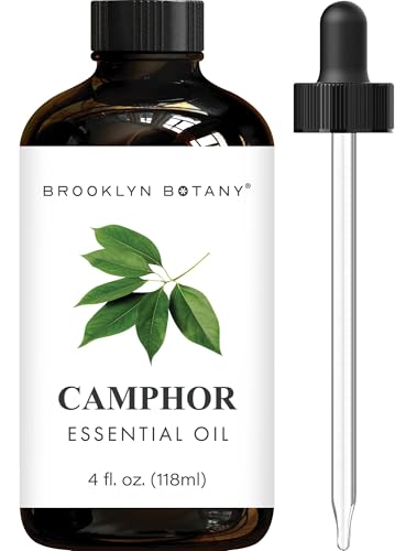 Brooklyn Botany Camphor Essential Oil - Huge 4 Fl Oz - 100% Pure and Natural - Premium Grade with Dropper - for Aromatherapy and Diffuser