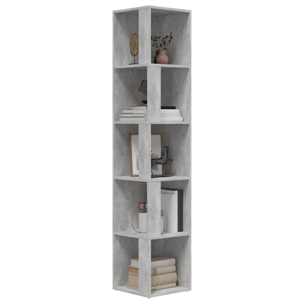Armoire D'angle Gris Béton – 33x33x67 Cm, En Aggloméré, Rangement Gain De Place