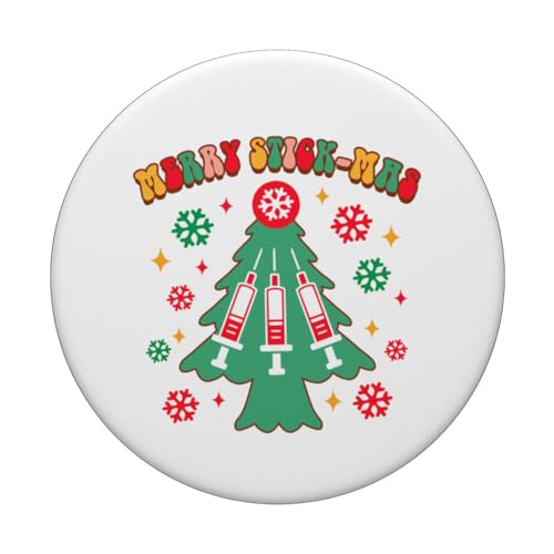 Phlebotomist Phlebotomy Tech Christmas Xmas Merry Stick-mas PopSockets Swappable PopGrip, Black - Image 3