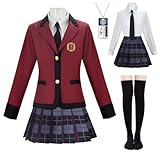 Awuuhys Womens Jabami Yumeko Costume Anime School Uniform Jacket Shirt Skirt Tie JK Suit for Halloween (Red, Small)