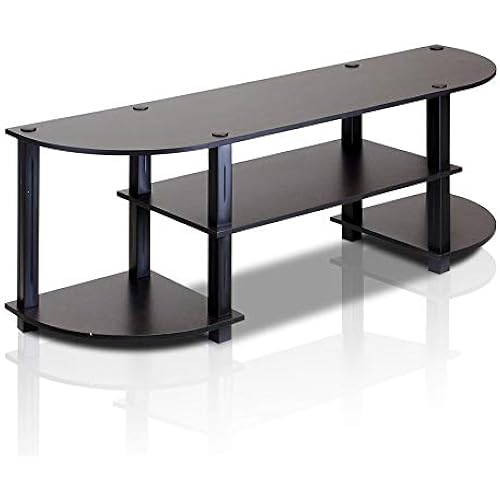 Furinno Turn-S-Tube Wide TV Entertainment Center, Espresso/Black & Simplistic End Table, Espresso/Black