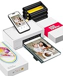 Liene Amber M100 Stampante Fotografica Portatile per Smartphone(10x15cm), WiFi Stampante a Sublimazione per PC/iPhone/Android, Cartuccia d'inchiostro e 100 Carte Fotografiche incluse, 300DPI