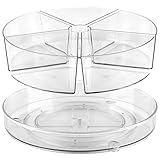 Goramio 10.6" Lazy Susan Organizer with 5 Removable Bins, Clear Plastic Divided Crazy Susan Lazy Sus