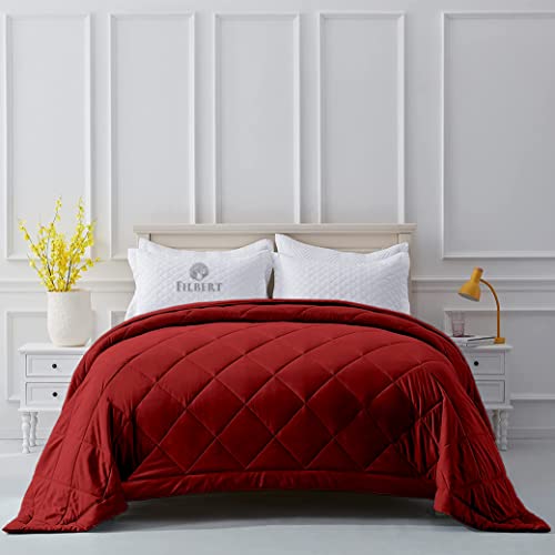 Image of Filbert Microfiber 250 GSM Diamond Stitch Double Bed Comforter Blanket for All Season Light Weight (92 inch x 106 inch Inches /233cm x 269cm) - Comforter King Size|Burgundy