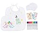 Produktbild Personalisiert Baby Lätzchen - 12 Stück Bemalen Kinderlätzchen für Babydusche, Baby Dreieckstuch Halstücher mit 12 Textilstiften und 4 Malen Schablonen, Dreischichtiges Taschenvlies 18*18cm+ 25.5*30cm