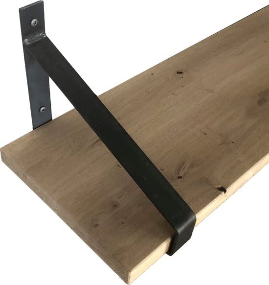 DoratoLegno Solido Mensola Da Parete In Quercia - 50x30 cm - Portapacchi industriali - Acciaio - Senza rivestimento