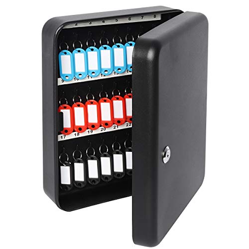 Image of Decaller Large Key Cabinet Wall Mount With 48 Hooks, Key Organizer, 11 4 /5 inch x 9 1 /5 inch x 3 inch