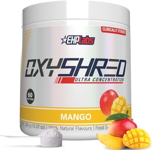 EHPlabs OxyShred Thermogenic Pre Workout Powder & Shredding Supplement - Clinically Proven Pre Workout Powder with L Glutamine & Acetyl L Carnitine, Energy Boost Drink - Juicy Watermelon, 60 Servings
