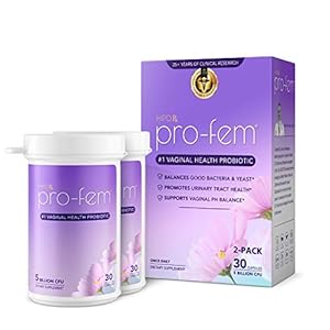 Pro-Fem #1 Vaginal Health Probiotic | Vaginal Probiotics | Clinically Proven to Promote Yeast & PH Balance, Urinary Tract Health | Feminine Probiotics | Works in 7 Days | 30 Capsules | 2-Pack