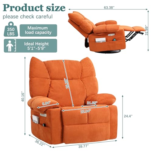 Sillón Reclinable Eléctrico Naranja Oversize miniatura 2