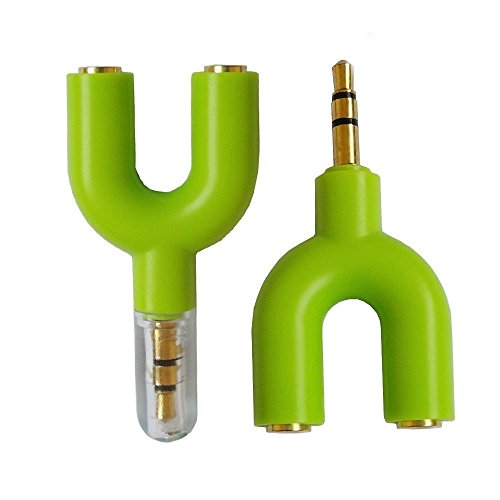 Image of FENTICO 3.5mm Stereo TRS Female Jack to Headphone Microphone Splitter Converter Adaptor (Specially Designed for Mobile and Tablet Only), Colour -Green