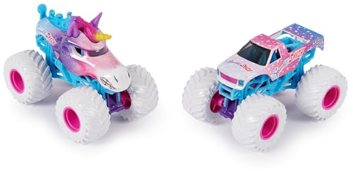 Monster Jam - Pack de 2 Véhicules Die Cast 1:64 - Véhicules Authentiques Monster Trucks Officiels À Collectionner Echelle 1:64 - Jouet Enfant 3 Ans et + - Modèle Aléatoire