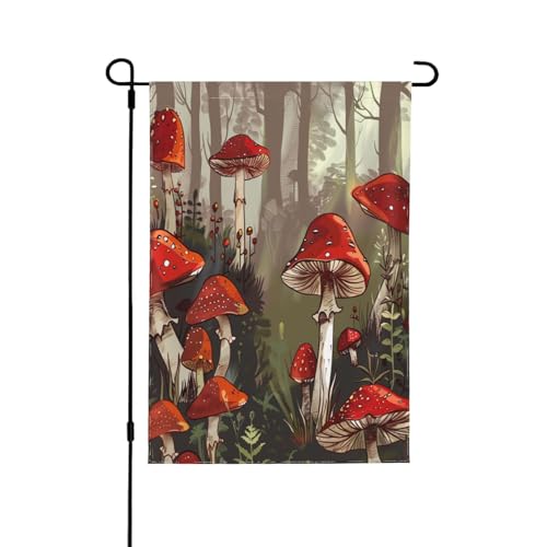 Drapeau de jardin champignons rouges 71x101 cm en polyester double face - 2