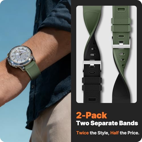 Image of Fullmosa 22mm Watch Strap, 2 Pack Silicone Watch Straps for Men Women, Compatible with Noise ColorFit Pro 4 /Ultra 3, Amazfit GTR 47mm /2E, Galaxy Watch 3 45mm and all 22mm Watches