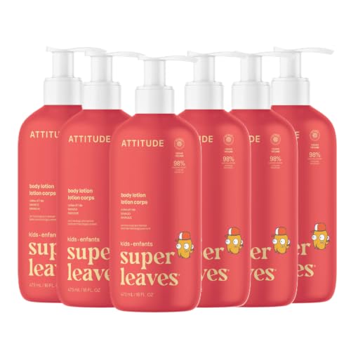 ATTITUDE Body Lotion for Kids, EWG Verifed Moisturizer, Dermatologically Tested, Plant and Mineral Based Cream, Vegan, Mango, 16 Fl Oz (Pack of 6)